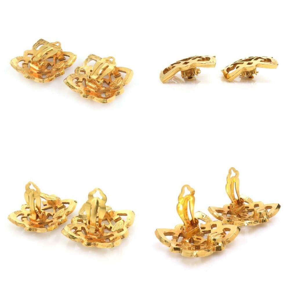 CHANEL Authentic Gold Logo Earrings - Picture 4 of 5